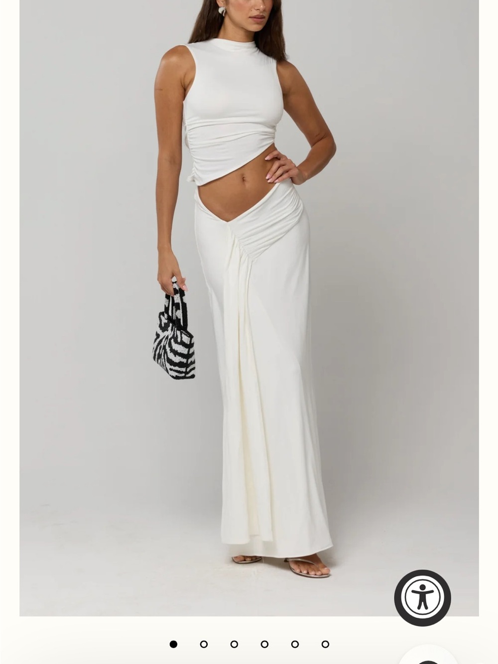 RESA White Draped Cutout Maxi Dress